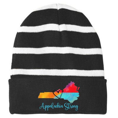 Appalachia Strong Nc Mountains Striped Beanie with Solid Band