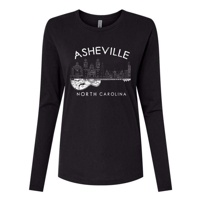 Asheville Souvenir North Carolina Lover Music Guitar Womens Cotton Relaxed Long Sleeve T-Shirt