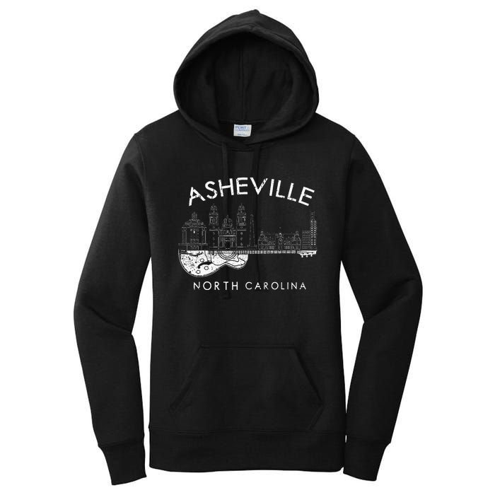 Asheville Souvenir North Carolina Lover Music Guitar Women's Pullover Hoodie