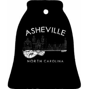 Asheville Souvenir North Carolina Lover Music Guitar Ceramic Bell Ornament