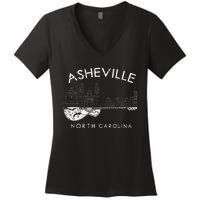 Asheville Souvenir North Carolina Lover Music Guitar Women's V-Neck T-Shirt