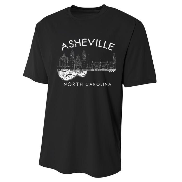 Asheville Souvenir North Carolina Lover Music Guitar Performance Sprint T-Shirt