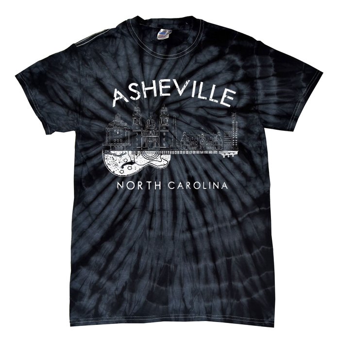 Asheville Souvenir North Carolina Lover Music Guitar Tie-Dye T-Shirt