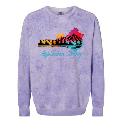 Appalachia Strong Nc Mountains Sunset Nature Lovers Colorblast Crewneck Sweatshirt