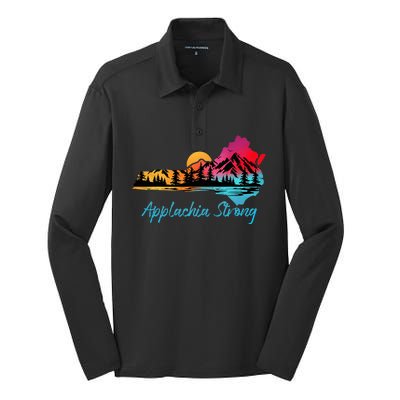 Appalachia Strong Nc Mountains Sunset Nature Lovers Silk Touch Performance Long Sleeve Polo