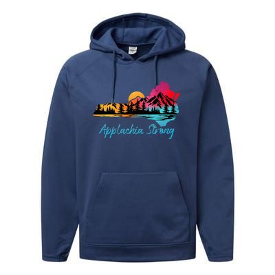 Appalachia Strong Nc Mountains Sunset Nature Lovers Performance Fleece Hoodie