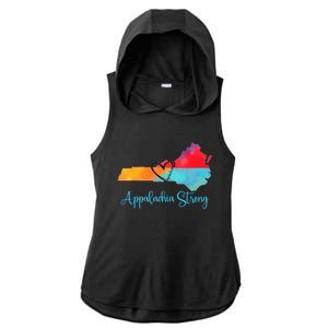 Appalachia Strong Nc Mountains Ladies PosiCharge Tri-Blend Wicking Draft Hoodie Tank