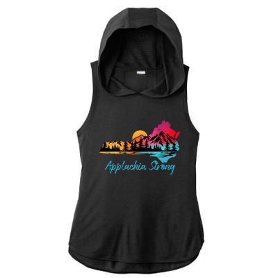 Appalachia Strong Nc Mountains Sunset Nature Lovers Ladies PosiCharge Tri-Blend Wicking Draft Hoodie Tank