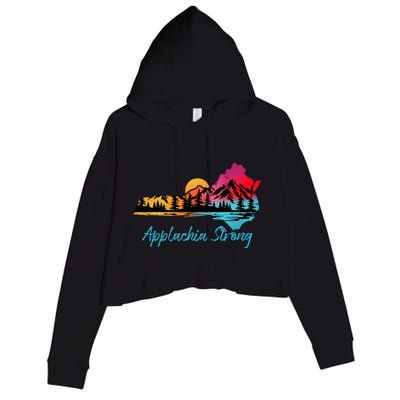 Appalachia Strong Nc Mountains Sunset Nature Lovers Crop Fleece Hoodie