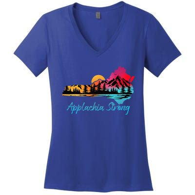 Appalachia Strong Nc Mountains Sunset Nature Lovers Women's V-Neck T-Shirt