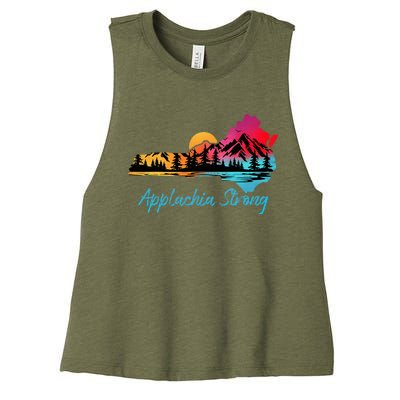 Appalachia Strong Nc Mountains Sunset Nature Lovers Women's Racerback Cropped Tank