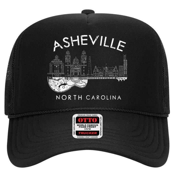 Asheville Souvenir North Carolina Lover High Crown Mesh Back Trucker Hat