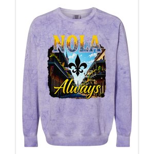 Always Support Nola Always Nola Never Forget New Orleans Colorblast Crewneck Sweatshirt