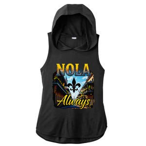 Always Support Nola Always Nola Never Forget New Orleans Ladies PosiCharge Tri-Blend Wicking Draft Hoodie Tank