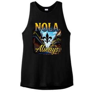 Always Support Nola Always Nola Never Forget New Orleans Ladies PosiCharge Tri-Blend Wicking Tank