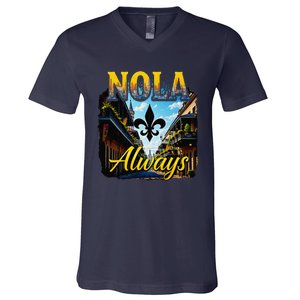 Always Support Nola Always Nola Never Forget New Orleans V-Neck T-Shirt