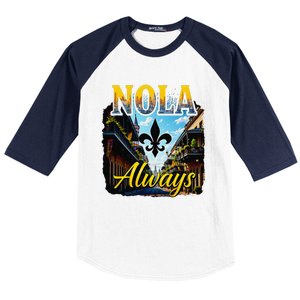 Always Support Nola Always Nola Never Forget New Orleans Baseball Sleeve Shirt