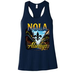 Always Support Nola Always Nola Never Forget New Orleans Women's Racerback Tank