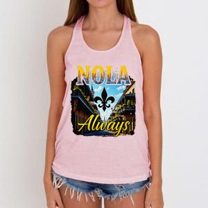 Always Support Nola Always Nola Never Forget New Orleans Women's Knotted Racerback Tank