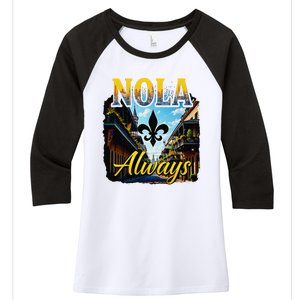 Always Support Nola Always Nola Never Forget New Orleans Women's Tri-Blend 3/4-Sleeve Raglan Shirt