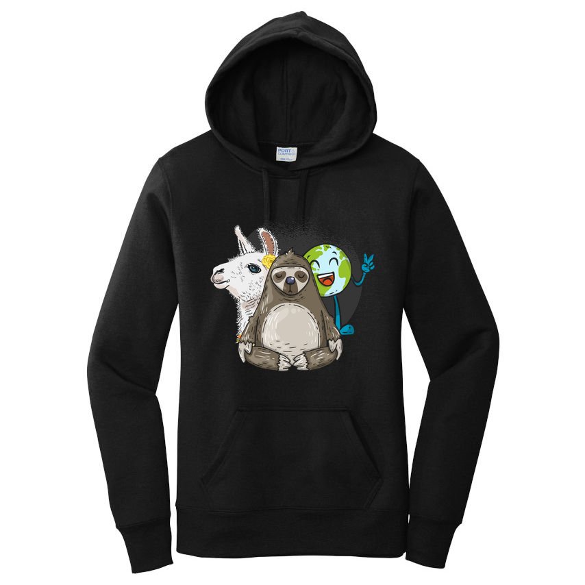 Alpaca Sloth Nature Animal Protection Lover Earth Day Gift Women's Pullover Hoodie