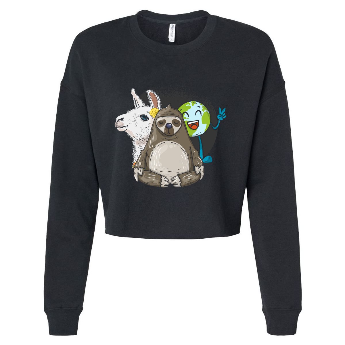 Alpaca Sloth Nature Animal Protection Lover Earth Day Gift Cropped Pullover Crew