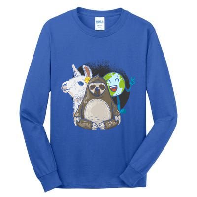 Alpaca Sloth Nature Animal Protection Lover Earth Day Gift Tall Long Sleeve T-Shirt