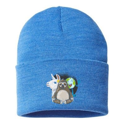 Alpaca Sloth Nature Animal Protection Lover Earth Day Gift Sustainable Knit Beanie