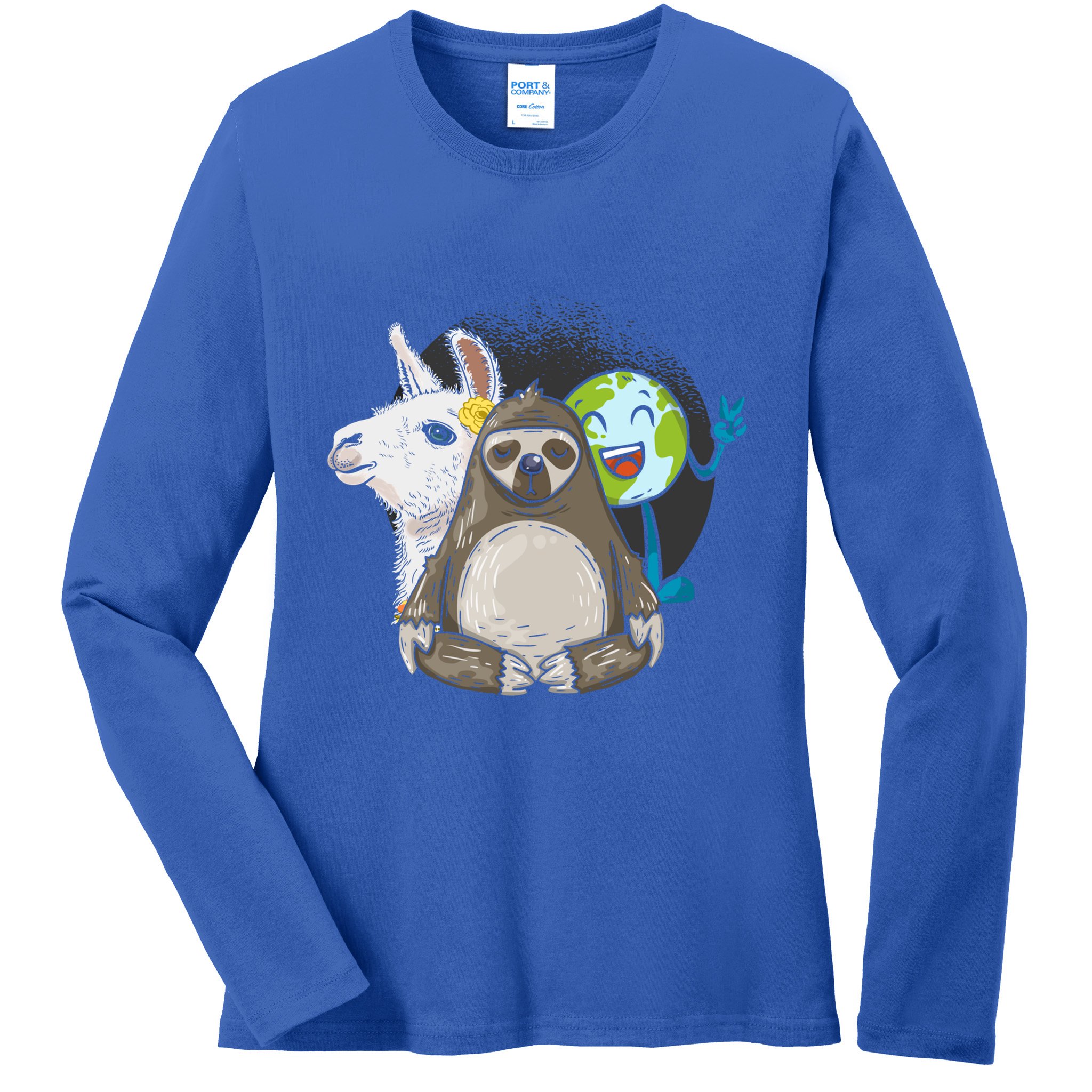 Alpaca Sloth Nature Animal Protection Lover Earth Day Gift Ladies Long Sleeve Shirt