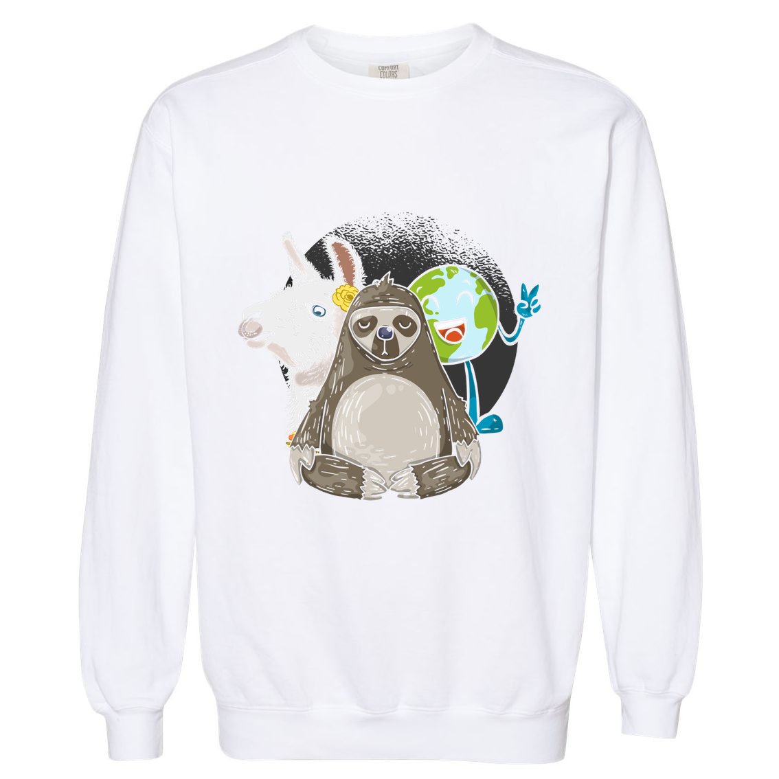 Alpaca Sloth Nature Animal Protection Lover Earth Day Gift Garment-Dyed Sweatshirt