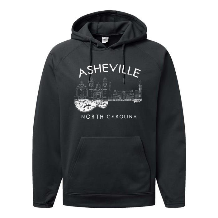 Asheville Souvenir North Carolina Lover Music Guitar Performance Fleece Hoodie