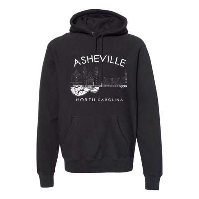 Asheville Souvenir North Carolina Lover Music Guitar Premium Hoodie