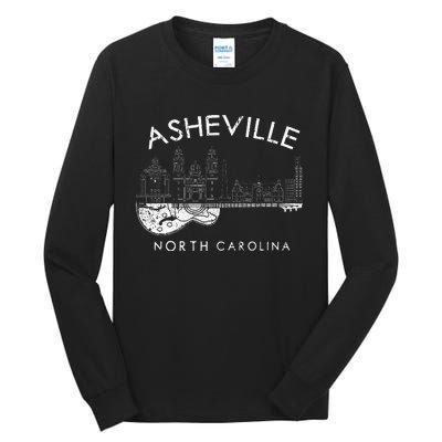 Asheville Souvenir North Carolina Lover Music Guitar Tall Long Sleeve T-Shirt