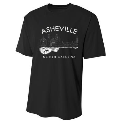 Asheville Souvenir North Carolina Lover Music Guitar Performance Sprint T-Shirt