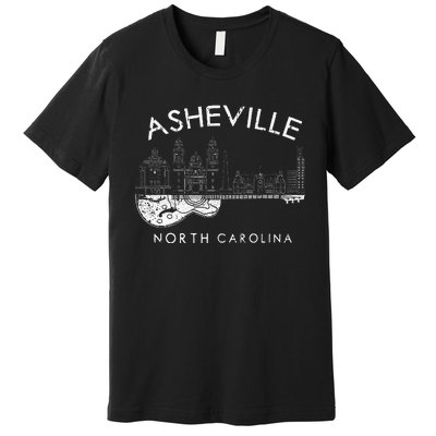 Asheville Souvenir North Carolina Lover Music Guitar Premium T-Shirt