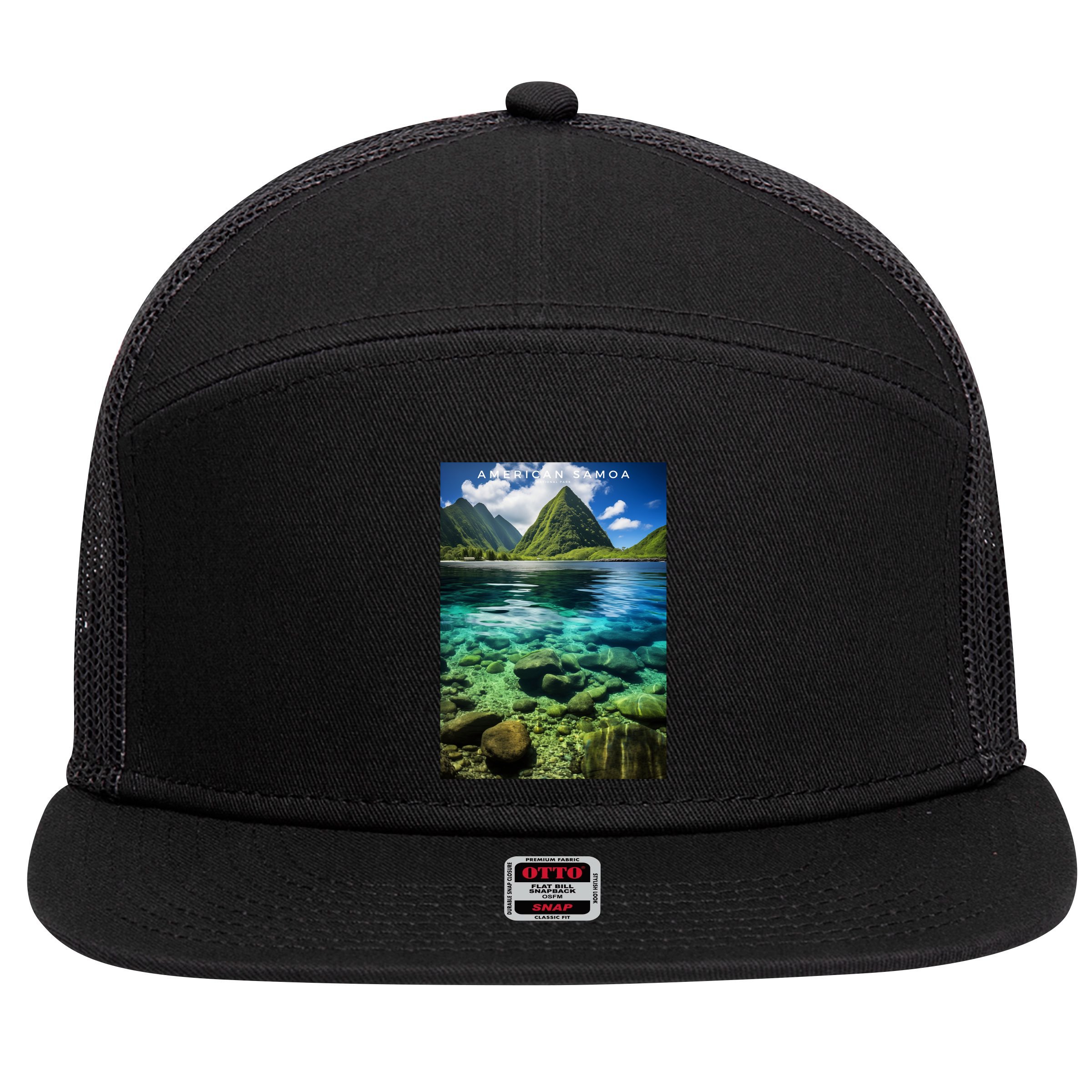American Samoa National Park Photograph Design 7 Panel Mesh Trucker Snapback Hat