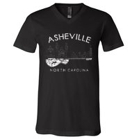 Asheville Souvenir North Carolina Lover Music Guitar V-Neck T-Shirt