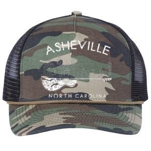 Asheville Souvenir North Carolina Lover Music Guitar Retro Rope Trucker Hat Cap