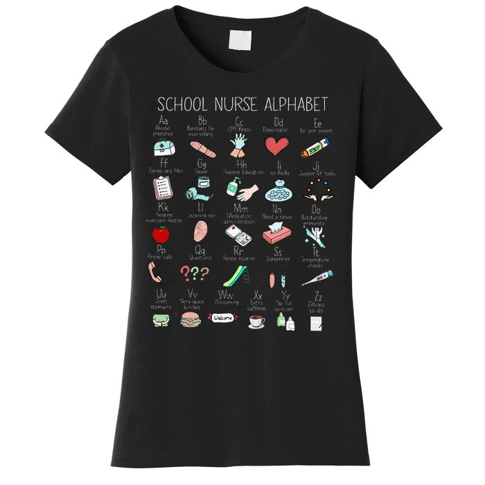 Abc School Nurse Alphabet Nurse Appreciation Nurse Educator Women's T-Shirt