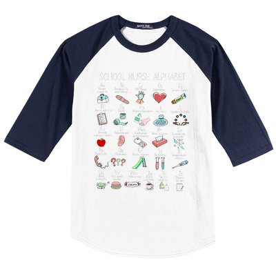 Abc School Nurse Alphabet Nurse Appreciation Nurse Educator Baseball Sleeve Shirt