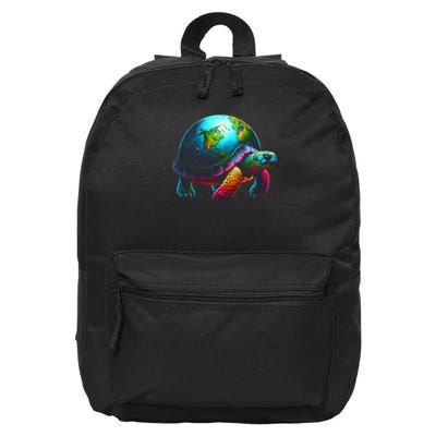 Art Save Our Planet Turtle Globe Graphic On Shell Earth Day Gift 16 in Basic Backpack