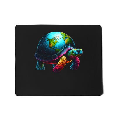 Art Save Our Planet Turtle Globe Graphic On Shell Earth Day Gift Mousepad