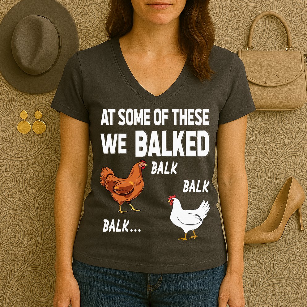 At Some Of These We Balked Chicken Lover Farmer Farm Gift Women's V-Neck T-Shirt