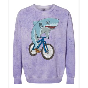 A Shark On A Bike Is A Fitness Beast Gift Colorblast Crewneck Sweatshirt