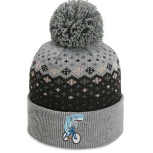 A Shark On A Bike Is A Fitness Beast Gift The Baniff Cuffed Pom Beanie