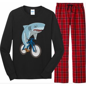 A Shark On A Bike Is A Fitness Beast Gift Long Sleeve Pajama Set