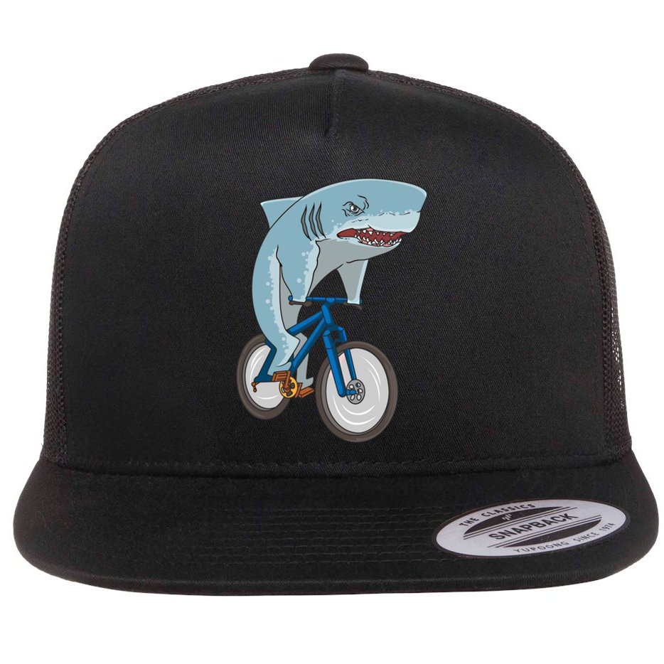 A Shark On A Bike Is A Fitness Beast Gift Flat Bill Trucker Hat