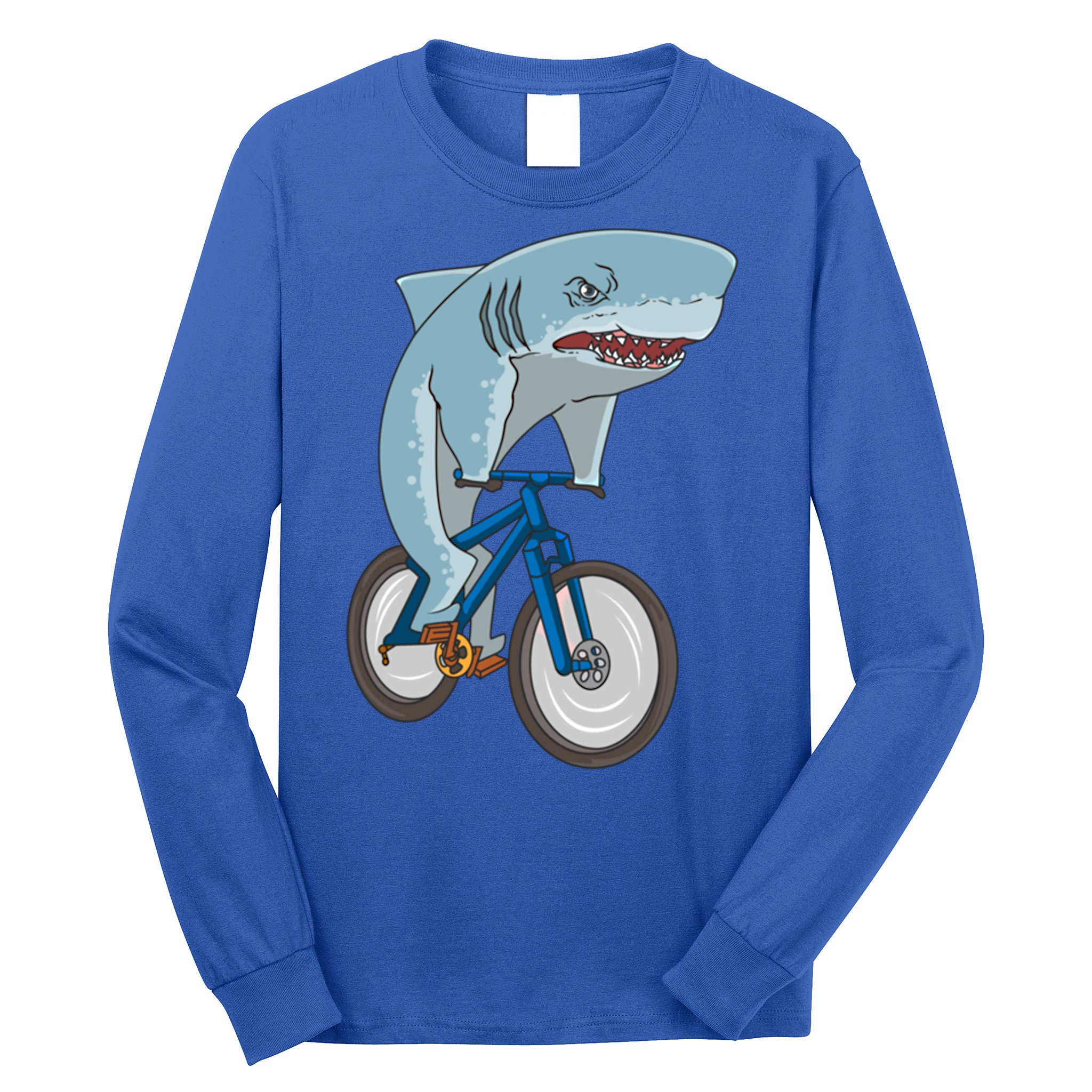 A Shark On A Bike Is A Fitness Beast Gift Long Sleeve Shirt