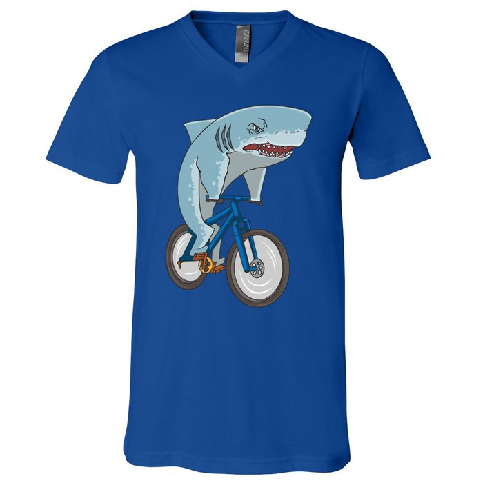 A Shark On A Bike Is A Fitness Beast Gift V-Neck T-Shirt