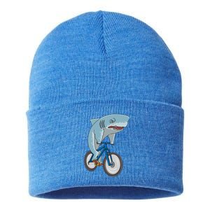 A Shark On A Bike Is A Fitness Beast Gift Sustainable Knit Beanie